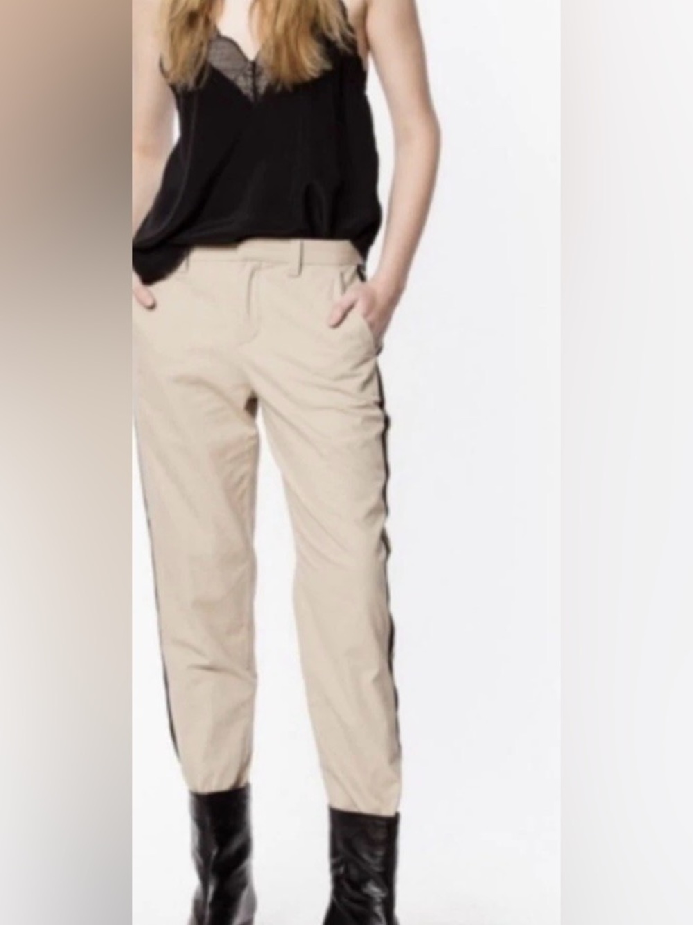 Zadig & Voltaire  Pants Pomelo Cotton Straight Leg Military Stripe Trousers ‎ 8